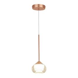 Pendente LED 3500K 5W Bivolt Ø8,7x24cm Metal e Cristal Rose