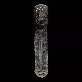 Plafon de Sobrepor LED 3000K 60W Bivolt 350xØ80cm Metal e Cristal Cromado