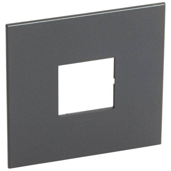 Arteor - Placa 2 postos 4x4inches quadrada - 2 modulos - Termoplástico grafite - Acabamento mate IP40