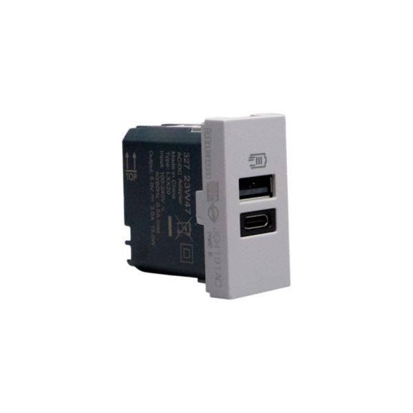 Matixgo - Carregador USB tipo A+C 15W - 1 módulo - 100-240V AC - Cinza