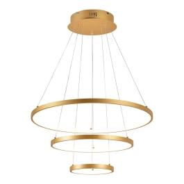 Pendente LED Redondo Triplo 3000K 75W Bivolt Ø60cm Ferro e Silicone Dourado
