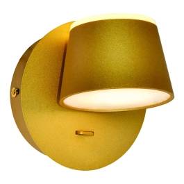 Arandela de Parede LED Com Interruptor 3000K 14W Bivolt 12x12cm Metal e Acrílico Dourado