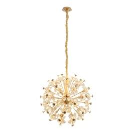 Pendente Redondo Ø92cm Metal e Cristal Dourado
