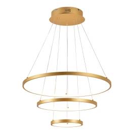 Pendente LED Redondo 3000K/4000K/6000K Multitemperatura 76W Bivolt Ø60cm Alumínio e Silicone Dourado