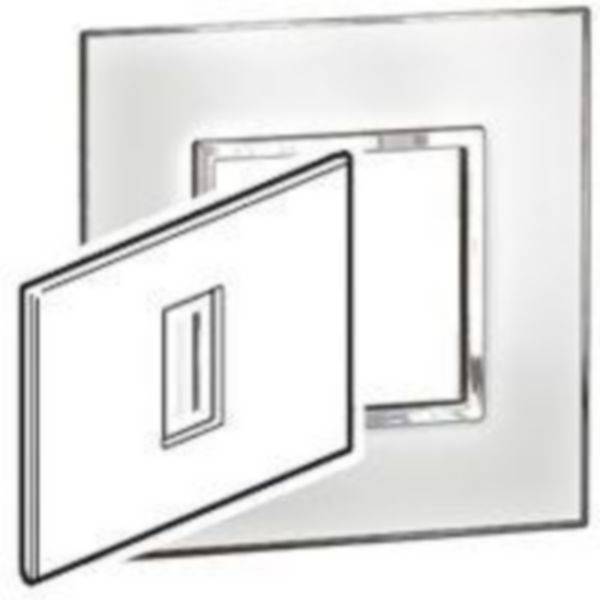 Arteor - Placa 1 posto 4x2 quadrada - Espelho branco - Instalação à face - Fecho rápido