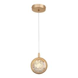 Pendente LED 3000K 6W Bivolt Ø12cm Metal e Cristal Dourado
