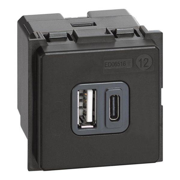 Tomada Carregador USB Tipo A+C 3.000Ma 2M Neutro - Living Now