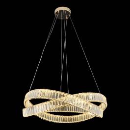 Pendente LED 3000K 96W Bivolt Ø80cm Metal e Cristal Dourado