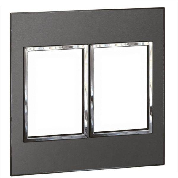 Placa 3+3 Postos 4X4 Quadrados Black Brushed Arteor