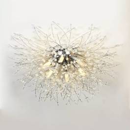 Plafon de Sobrepor Ø50cm Metal e Cristal Cromado