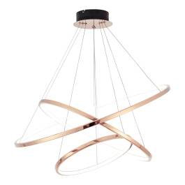 Pendente LED Redondo Triplo 3000K 55W Bivolt Ø80cm Inox e Silicone Rosê