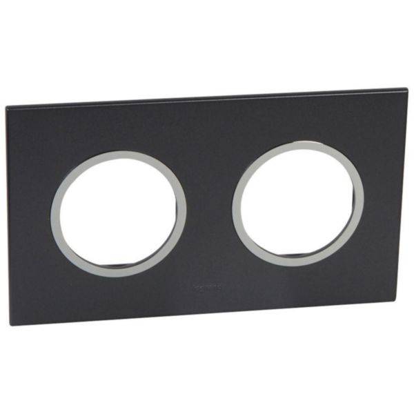 Arteor - Placa 2x2 modulos redondos Graphite - Instalação à face - Termoplástico mate - Proteção IP40