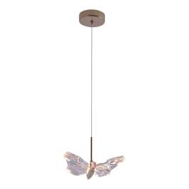 Pendente LED Borboleta 3000K 8W Bivolt 20x14cm Metal e Acrílico Dourado