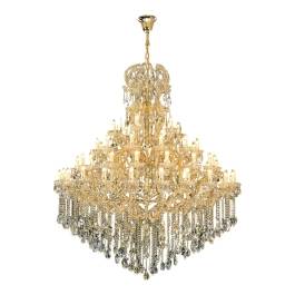 Lustre Pendente Ø160x180cm Metal e Cristal Cromado e Transparente