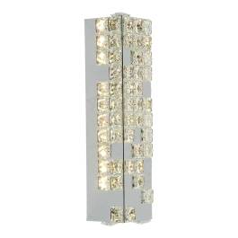 Arandela de Parede LED 3000K 16W Bivolt 44x12cm Inox e Cristal Cromado e Cristal