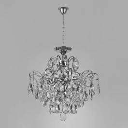 Lustre Pendente Ø60x60cm Metal e Cristal Cromado