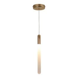 Pendente LED Cilíndrico 3000K 5W Bivolt 32xØ3cm Metal e Acrílico Dourado