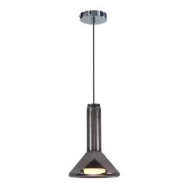 Pendente LED 3000K 15W Bivolt Ø28x37cm Metal e Vidro Bronze e Fumê