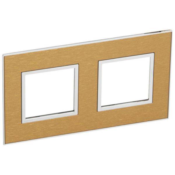 Arteor - Placa 2x2 modulos quadrados Gold Brass - Metal escovado - Instalação à face - Fixação rápida