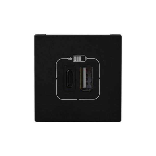 Carregador 2X USB Tipo A+C 3A 2M Preta - Pial Plus+
