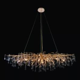 Pendente Ø150x50cm Metal e Cristal Dourado