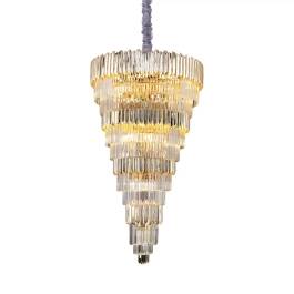 Lustre Pendente Ø180x100cm Metal e Cristal Dourado