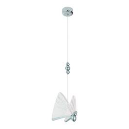 Pendente LED Borboleta 3000K 6W Bivolt 20x20cm Metal e Acrílico Cromado