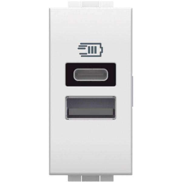Carregador USB-A+C 15W 3A 1Mod White - Living Light