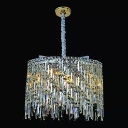 Lustre Pendente Redondo Ø60x45cm Metal e Cristal Cromado e Transparente