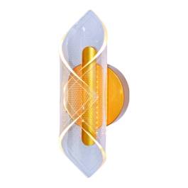Arandela de Parede LED 3000K 6W Bivolt 28x12x12cm Metal e Acrílico Dourado