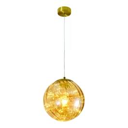 Pendente LED 3000K 16W Bivolt Ø25cm Metal e Vidro Dourado