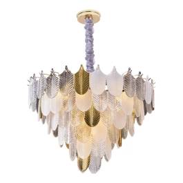 Pendente Ø80x58cm Metal e Cristal Dourado