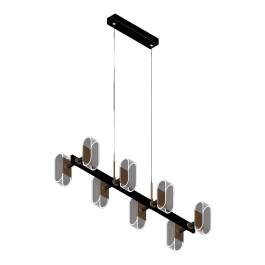 Pendente LED 3000K 60W Bivolt 30x90cm Metal e Acrílico Dourado e Preto