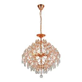 Lustre Pendente Ø55cm Metal e Cristal Rosê