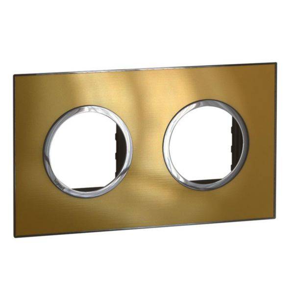 Arteor - Placa 2x2 modulos redondos gold brass - Metal escovado - Instalação à face - Fixação rápida