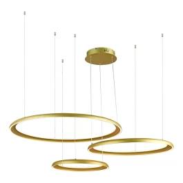 Pendente LED Redondo 3000K 215W Bivolt Ø180cm Alumínio e Silicone Dourado