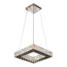 Pendente LED Quadrado 3000K/4000K/6000K Multitemperatura 54W Bivolt 44x44cm Metal e Cristal Cromado