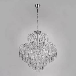 Lustre Pendente Ø60x68cm Metal e Cristal Cromado