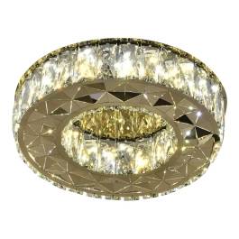 Plafon de Sobrepor LED Redondo 3000K/4000K/6000K Multitemperatura 28W Bivolt Ø35cm Inox e Cristal Dourado e Transparente