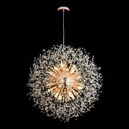 Pendente Ø80cm Cristal e Metal Rose