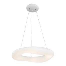 Pendente LED Redondo Dimerizável 3000K/6000K Multitemperatura 38W Bivolt Ø60cm Metal e Policarbonato Branco