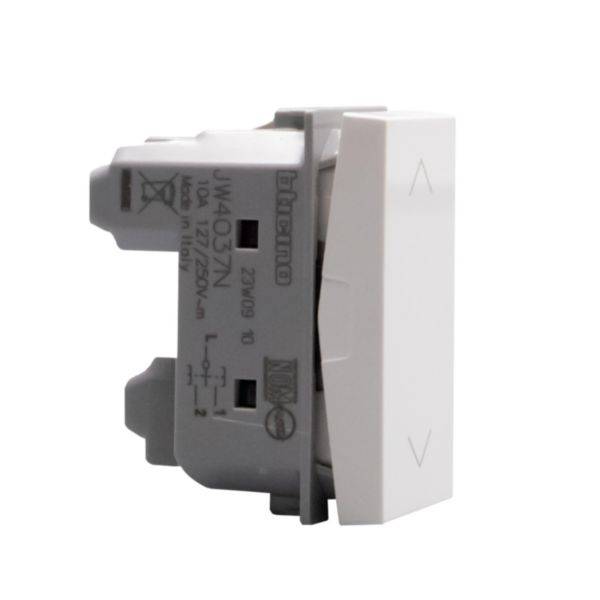 Matixgo - Pulsador a reversão intertravamento branco - 10A 250V AC - Modular 1 módulo - Instalação embutida