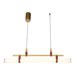 Pendente LED 3000K 39W Bivolt 100cm Alumínio e Acrílico Dourado