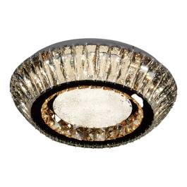 Plafon de Sobrepor LED Redondo 3000K/4000K/6000K Multitemperatura 54W Bivolt Ø45x18cm Metal e Cristal Cromado e Transparente