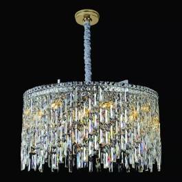 Lustre Pendente Redondo Ø78x45cm Metal e Cristal Cromado e Transparente