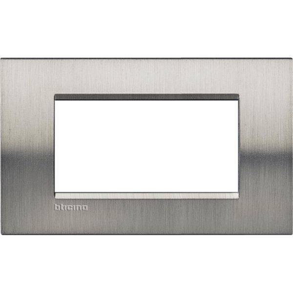 Placa Quadrada 4 Postos 5X2 - Acciaio Spazzolato