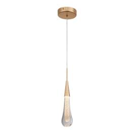 Pendente LED 3000K 5W Bivolt 20xØ5cm Metal e Cristal Dourado