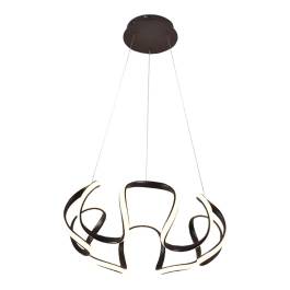 Pendente LED 3000K 64W Bivolt Ø55x25cm Metal e Silicone Marrom