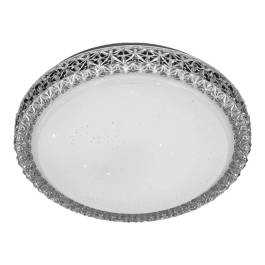 Plafon de Sobrepor LED Redondo 6000K 12W Bivolt Ø28x6,5cm Metal e Cristal Branco