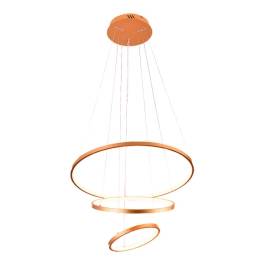 Pendente LED Redondo Triplo 3000K 48W Bivolt Ø60cm Metal e Silicone Rose